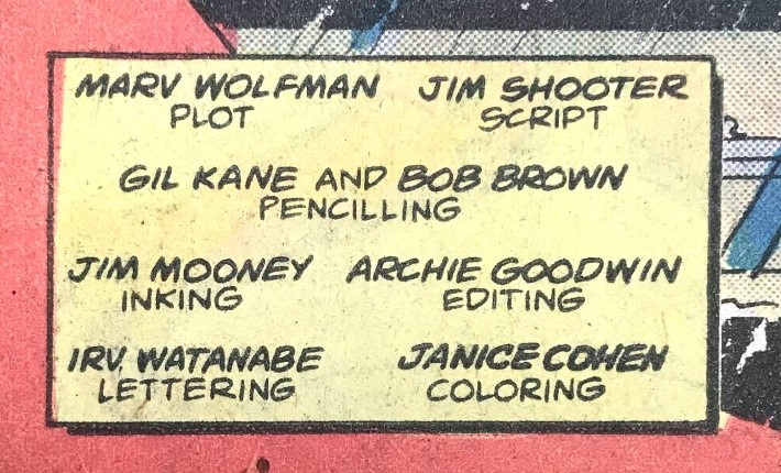 Example comic book credits identifying both a plotter and a scripter.