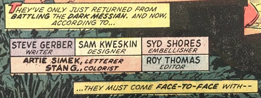 Example comic book credits where the penciler and inker are identified as the designer and embellisher.