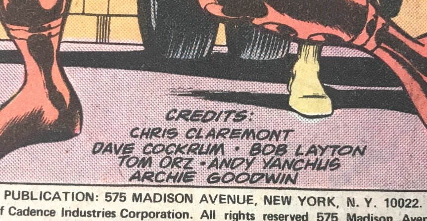Example comic book credits where no roles are identified.
